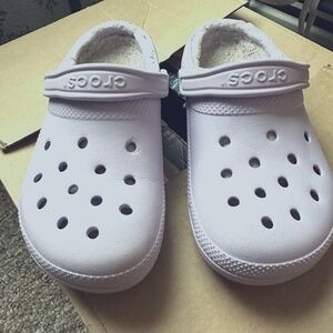 lavender, wool lined CROCS